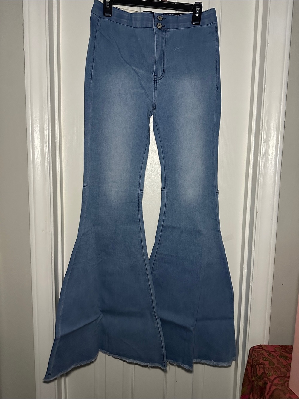 Umgee Light Blue High-Rise Flared Wide-Leg Jeans